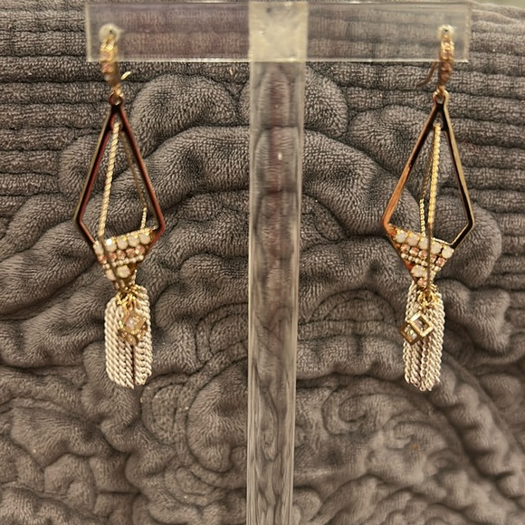 Designer Diamond in Diamond Opal Crystal with Fringe Earrings-Boutique - Picture 1 of 8